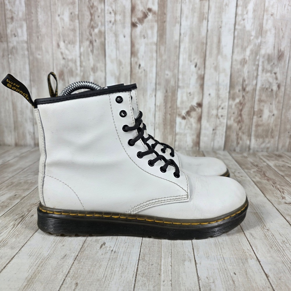Dr Martens Zavala J White Leather Ankle Boots Side Zip Women's Size US‎ 5